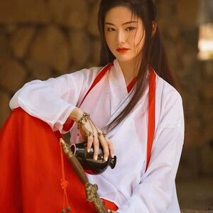 NEW White and Red Hanfu Dress